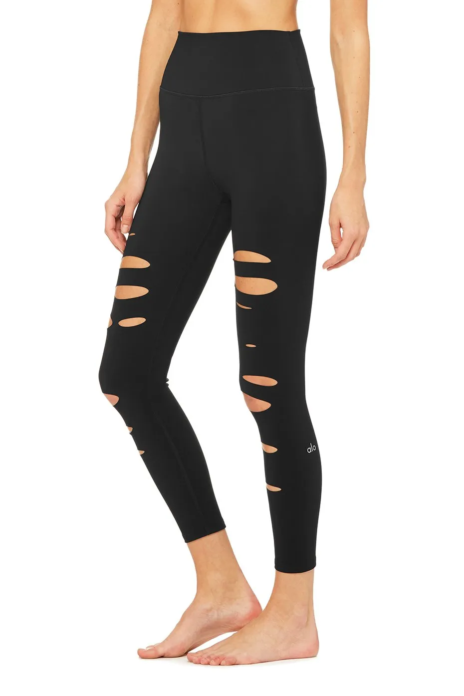 7/8 High-Waist Ripped Warrior - Black