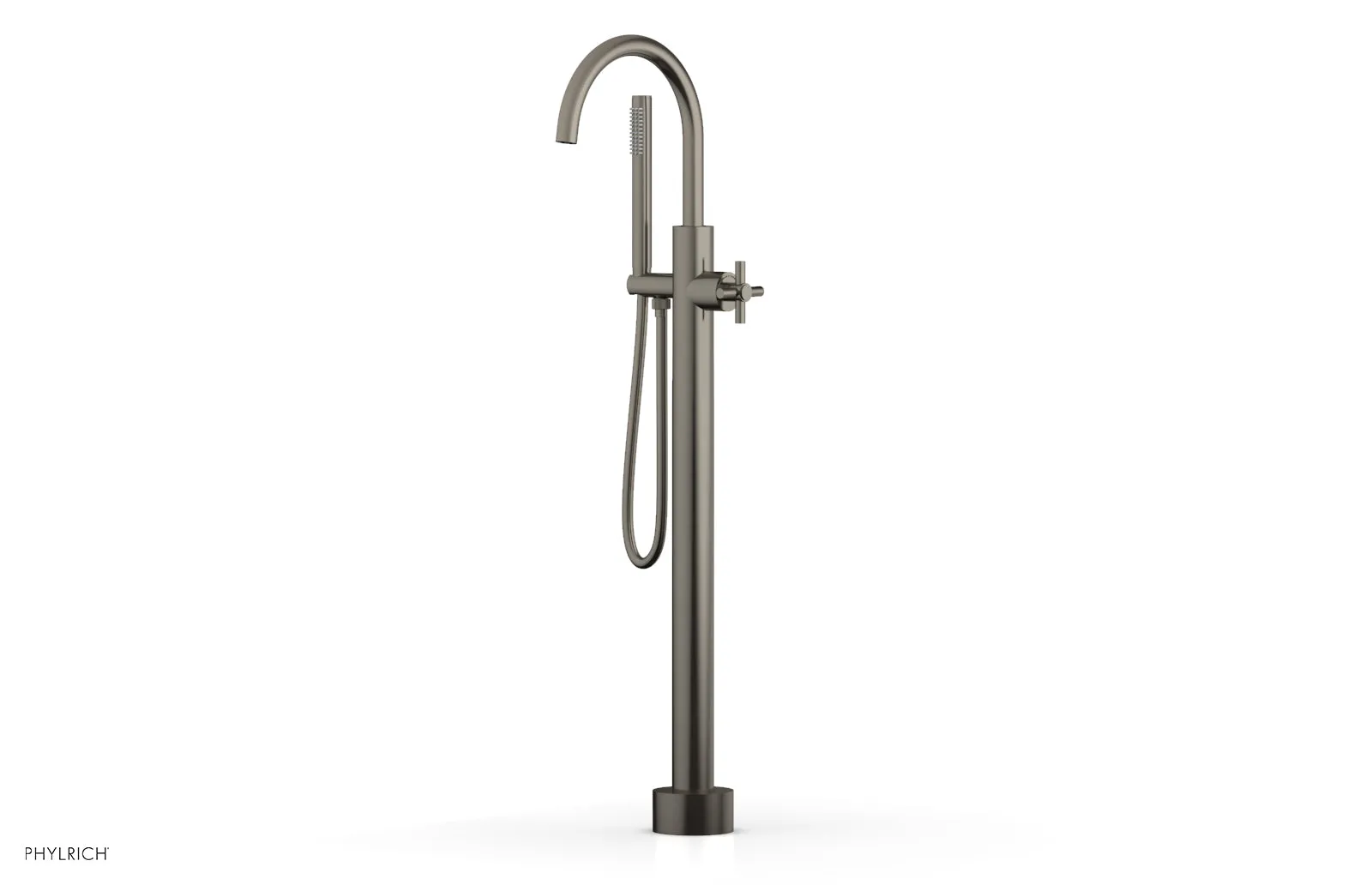 BASIC Tall Floor Mount Tub Filler - Cross Handle with Hand Shower D131-44-01