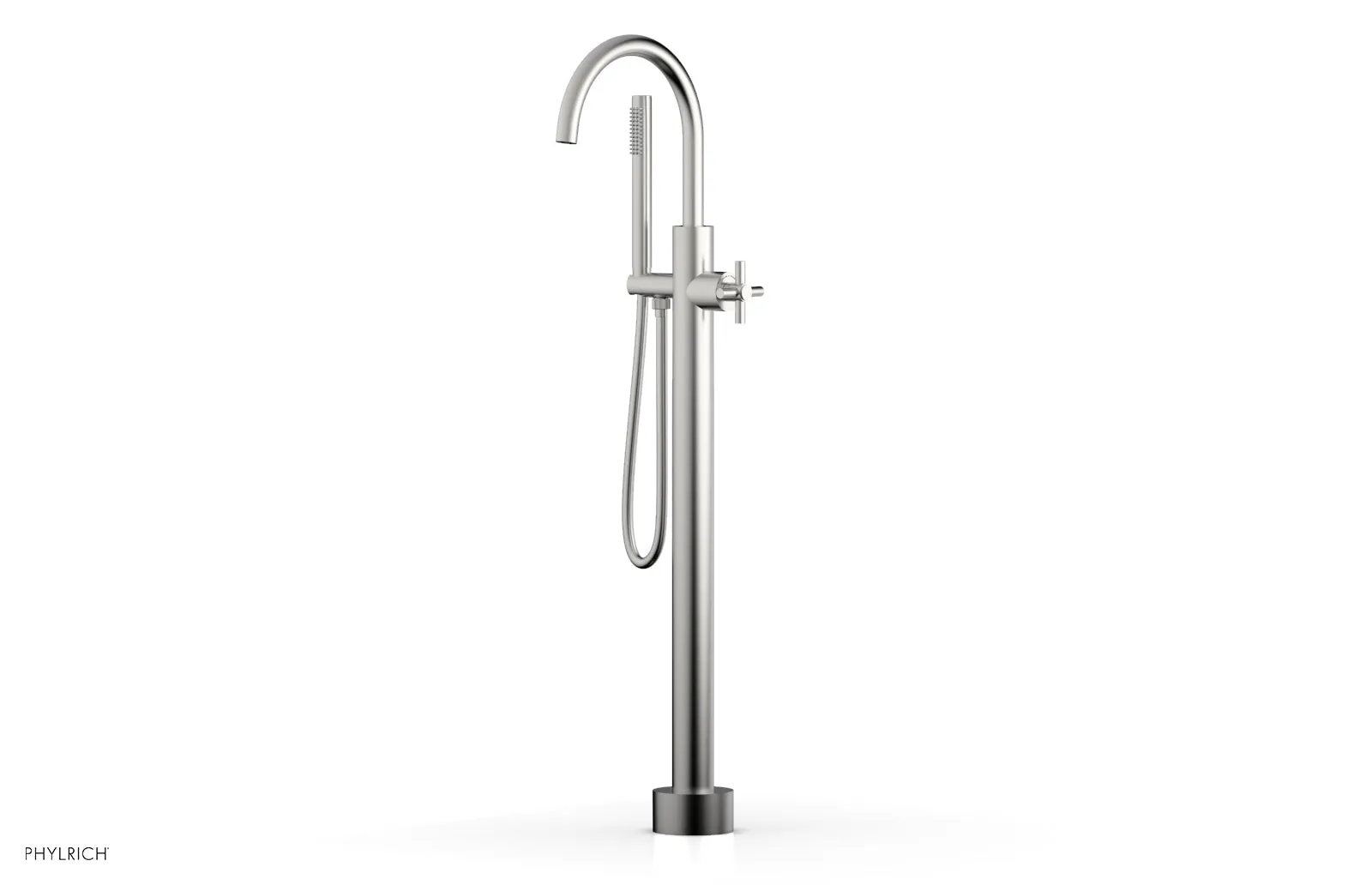 BASIC Tall Floor Mount Tub Filler - Cross Handle with Hand Shower D131-44-01
