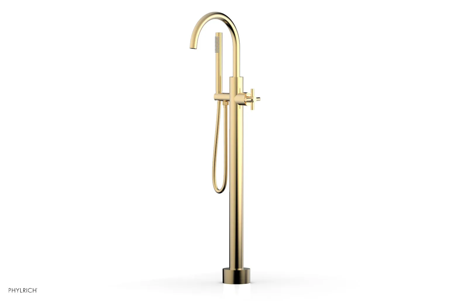 BASIC Tall Floor Mount Tub Filler - Cross Handle with Hand Shower D131-44-01