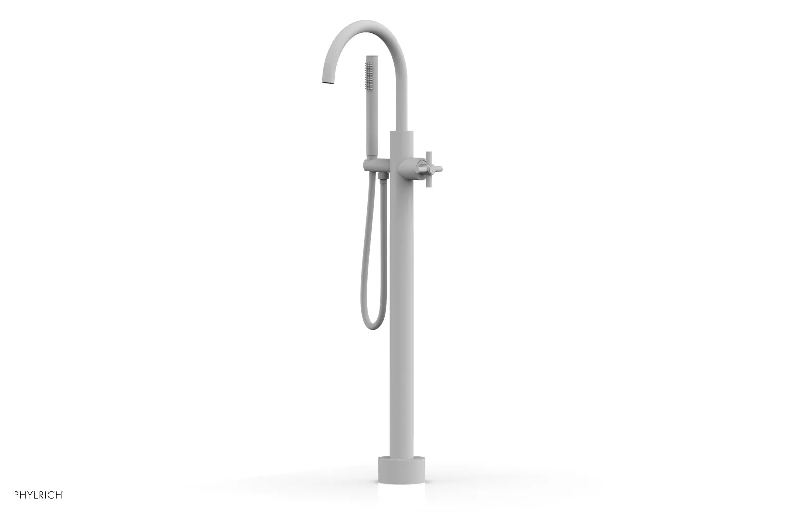 BASIC Tall Floor Mount Tub Filler - Cross Handle with Hand Shower D131-44-01