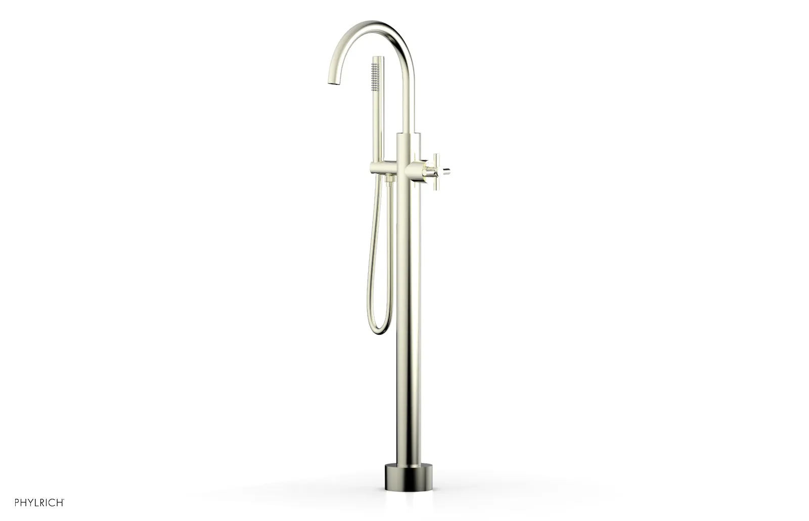 BASIC Tall Floor Mount Tub Filler - Cross Handle with Hand Shower D131-44-01