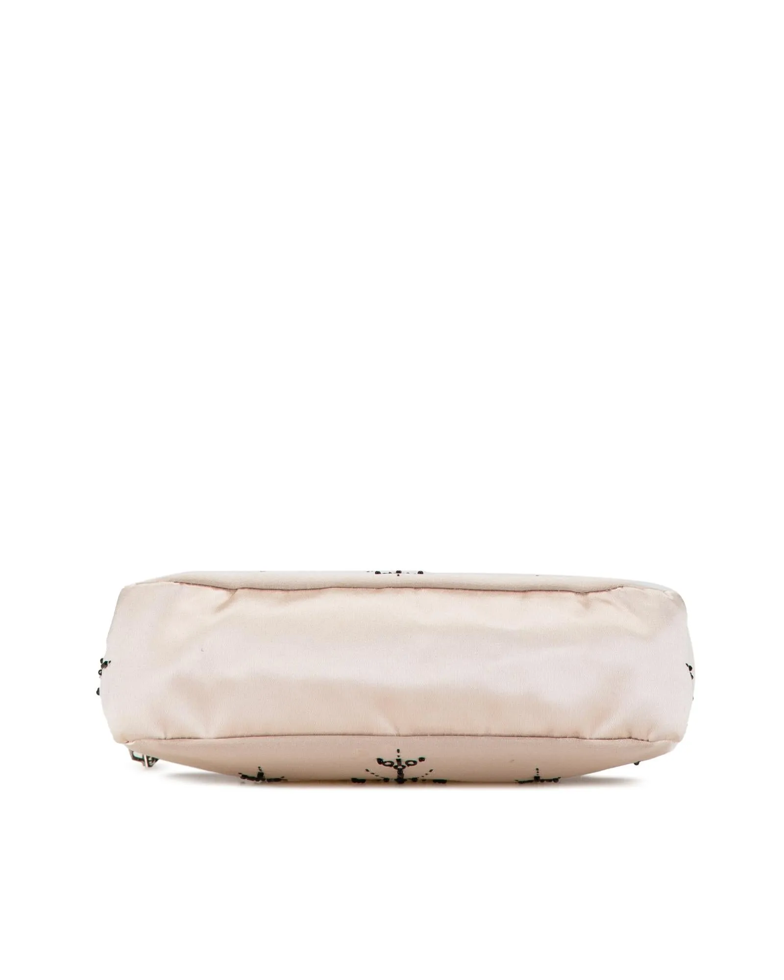 Beaded Embellished Satin Shoulder Bag with Zip Closure