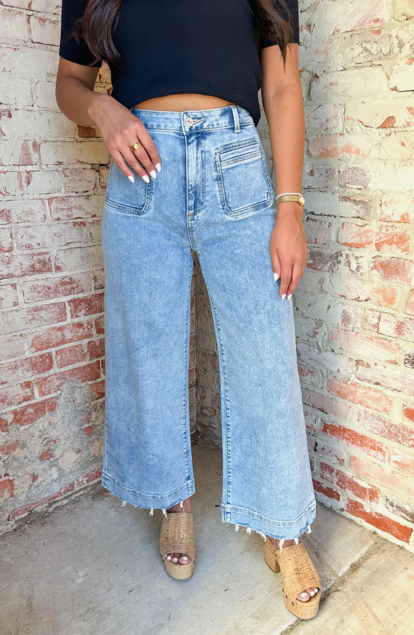 Can't Handle the Sass Light Wash Wide Leg Denim