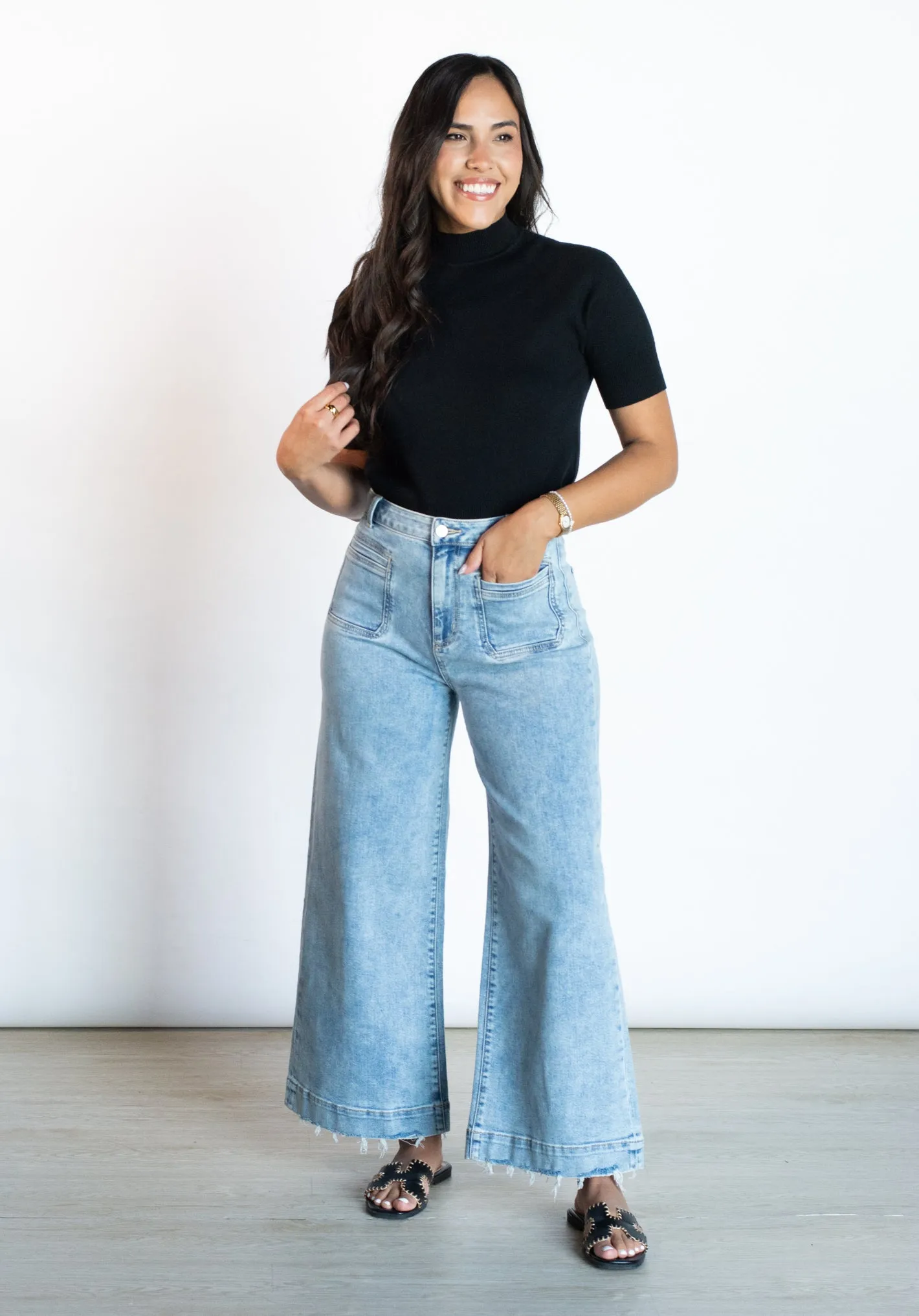 Can't Handle the Sass Light Wash Wide Leg Denim