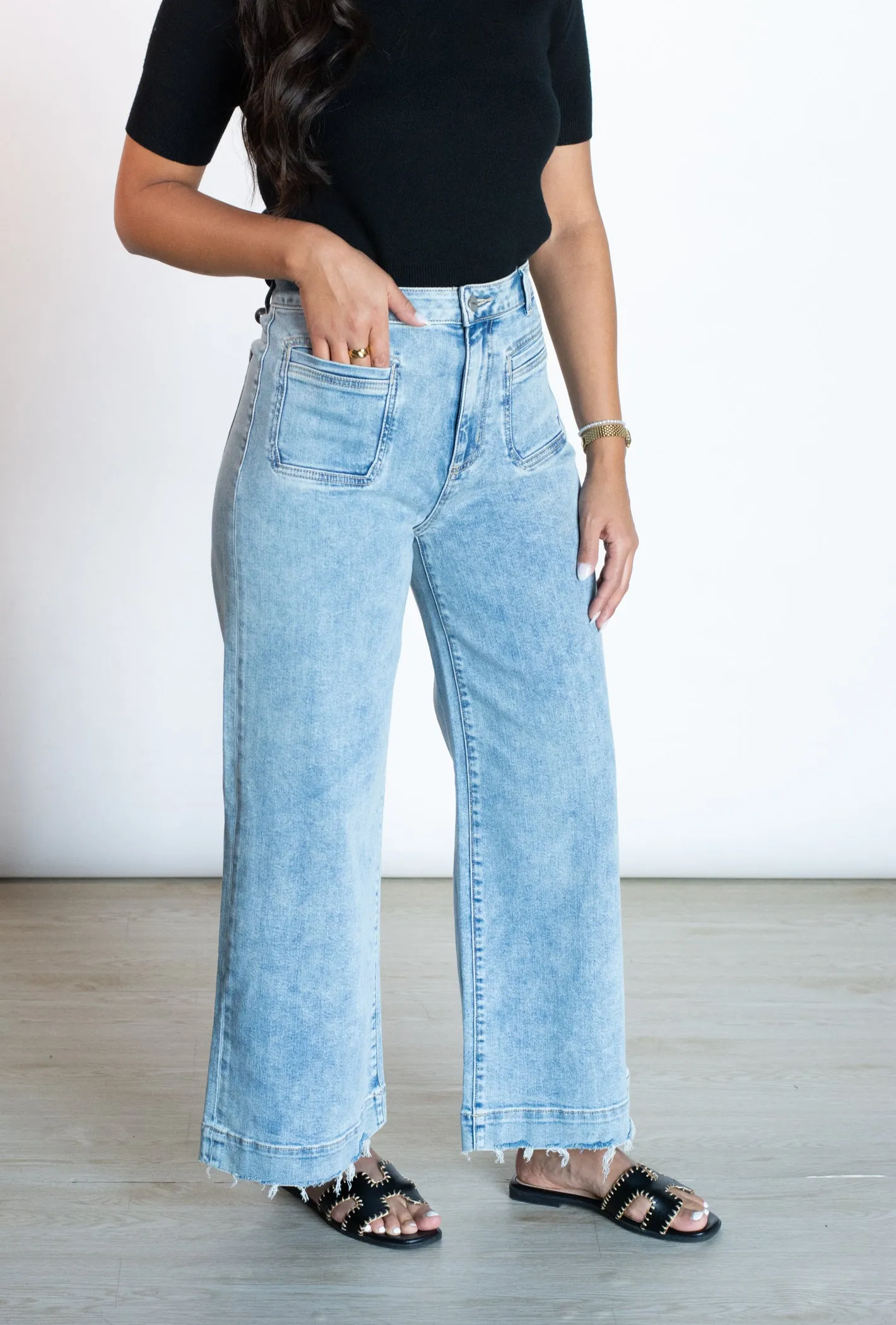Can't Handle the Sass Light Wash Wide Leg Denim