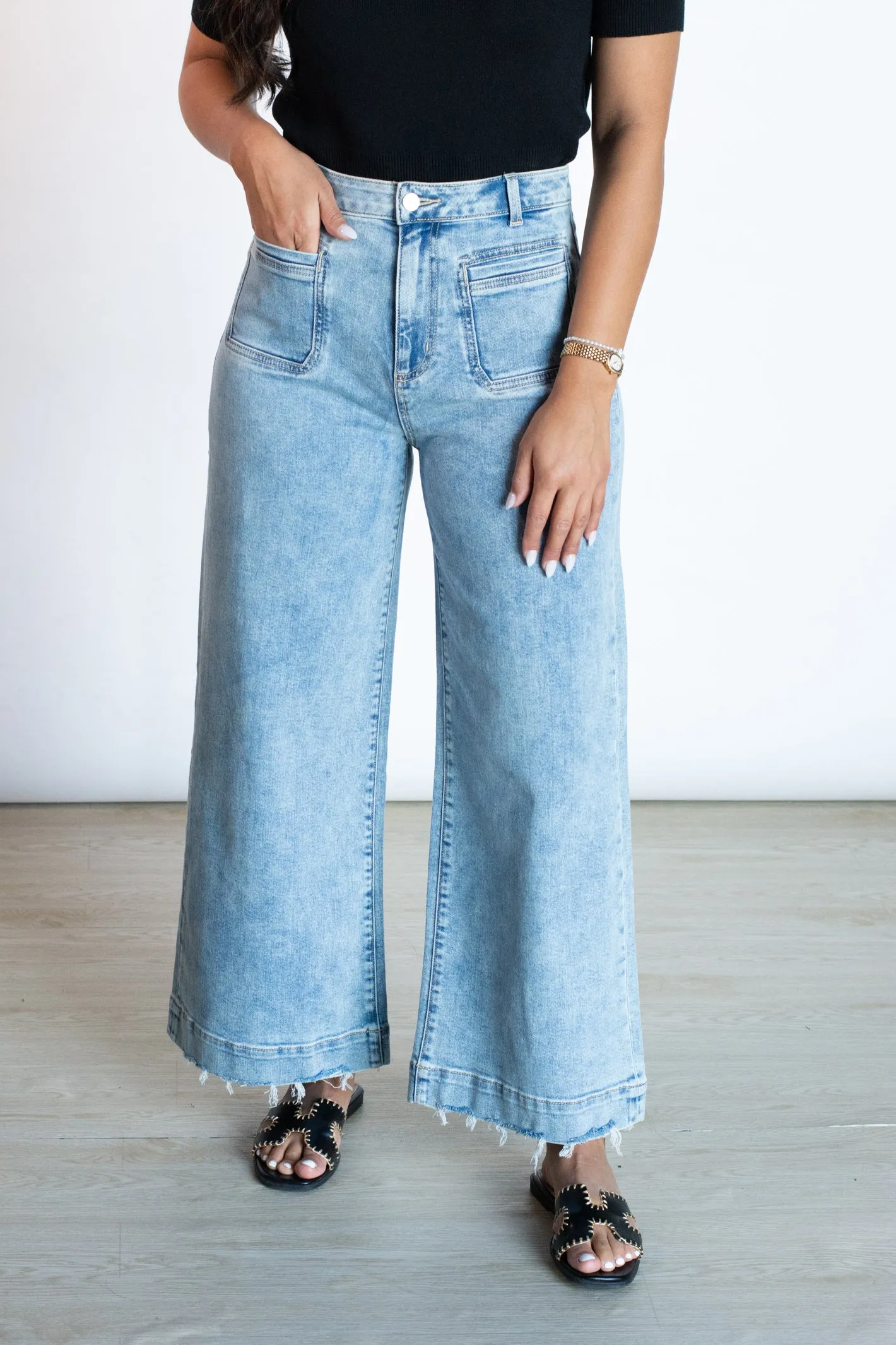 Can't Handle the Sass Light Wash Wide Leg Denim