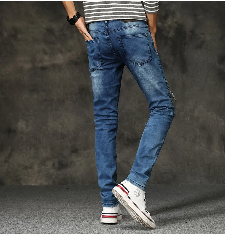 Casual Ripped Denim Pants High Street Jeans For Men