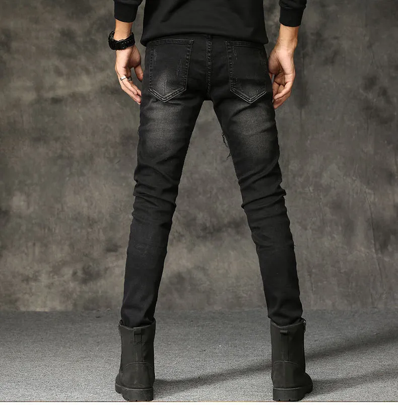 Casual Ripped Denim Pants High Street Jeans For Men