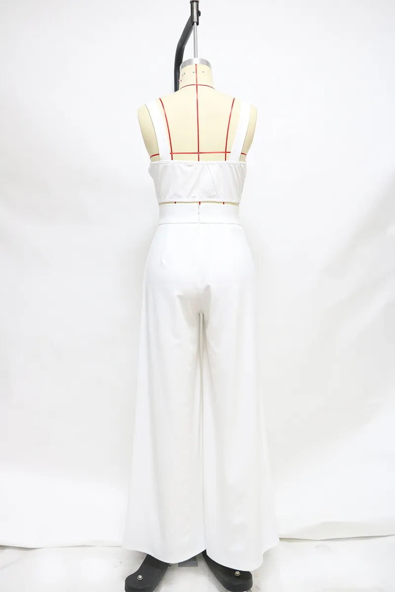 Casual Solid Patchwork Halter Sleeveless Two Pieces