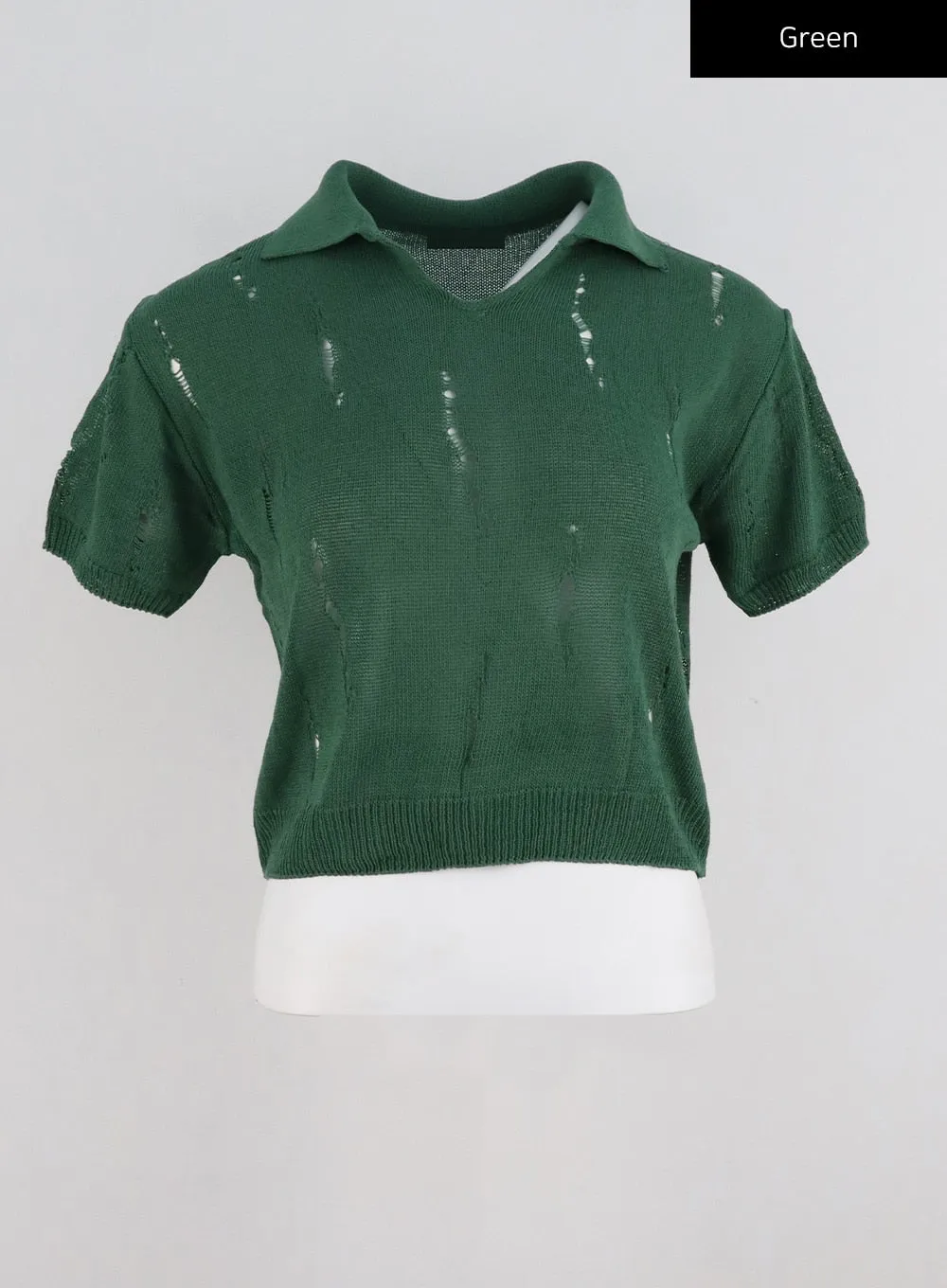 Collared Ripped Short Sleeve Top CG310