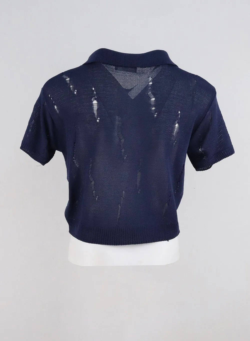 Collared Ripped Short Sleeve Top CG310
