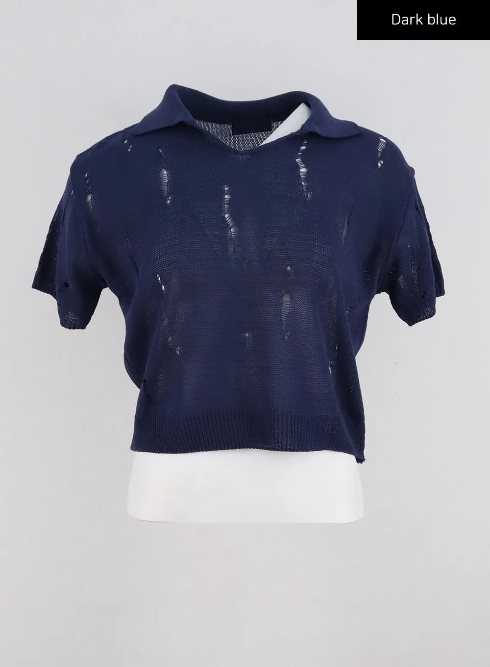 Collared Ripped Short Sleeve Top CG310