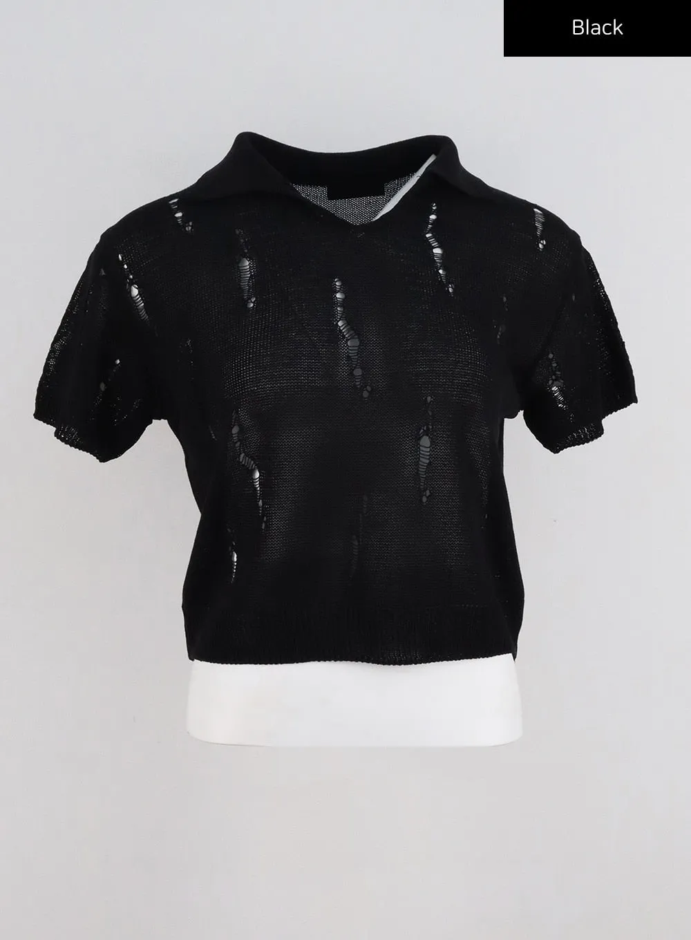 Collared Ripped Short Sleeve Top CG310