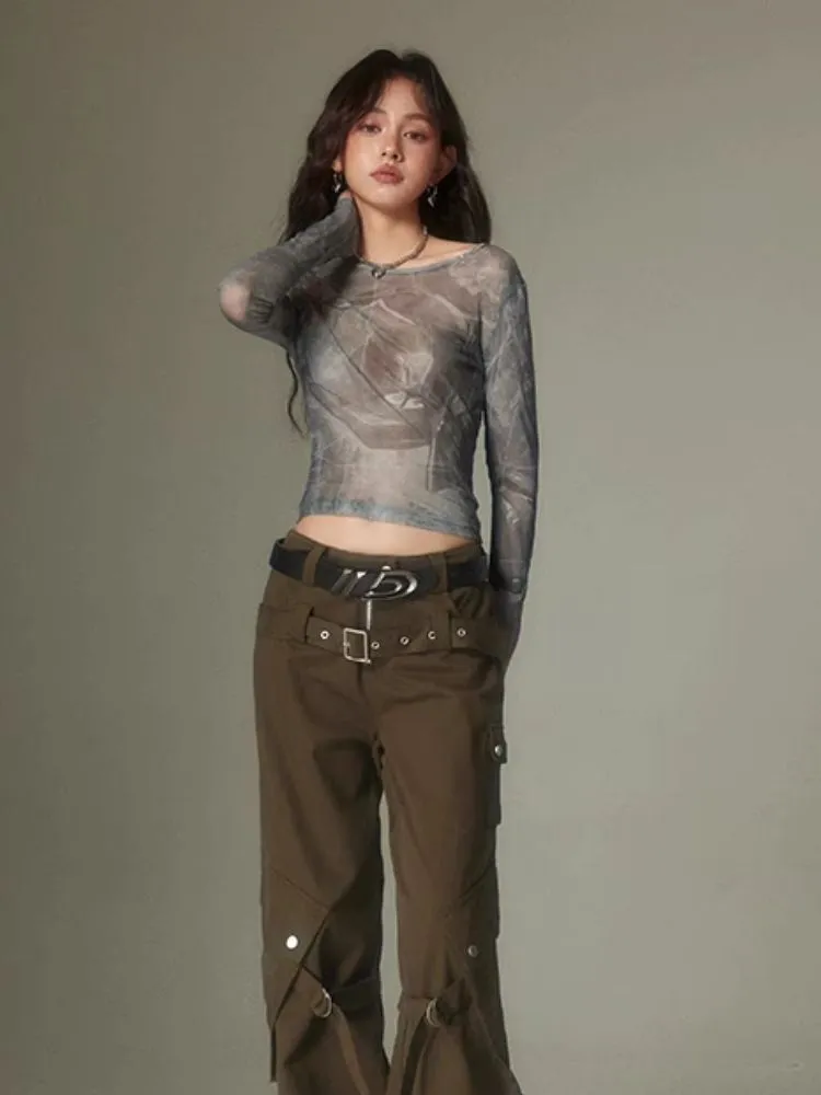 Double belt loose straight wide leg pants【s0000003975】