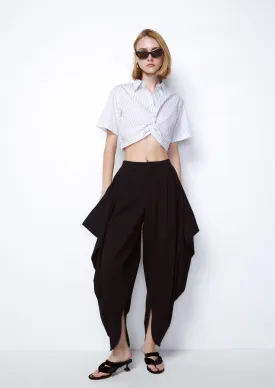 Draped Wing Wide Leg Pants