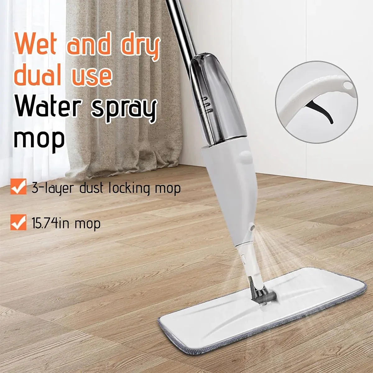 Floor Cleaning Wet Dry Microfiber Spray Mop with 2 Washable Pads Bn-link