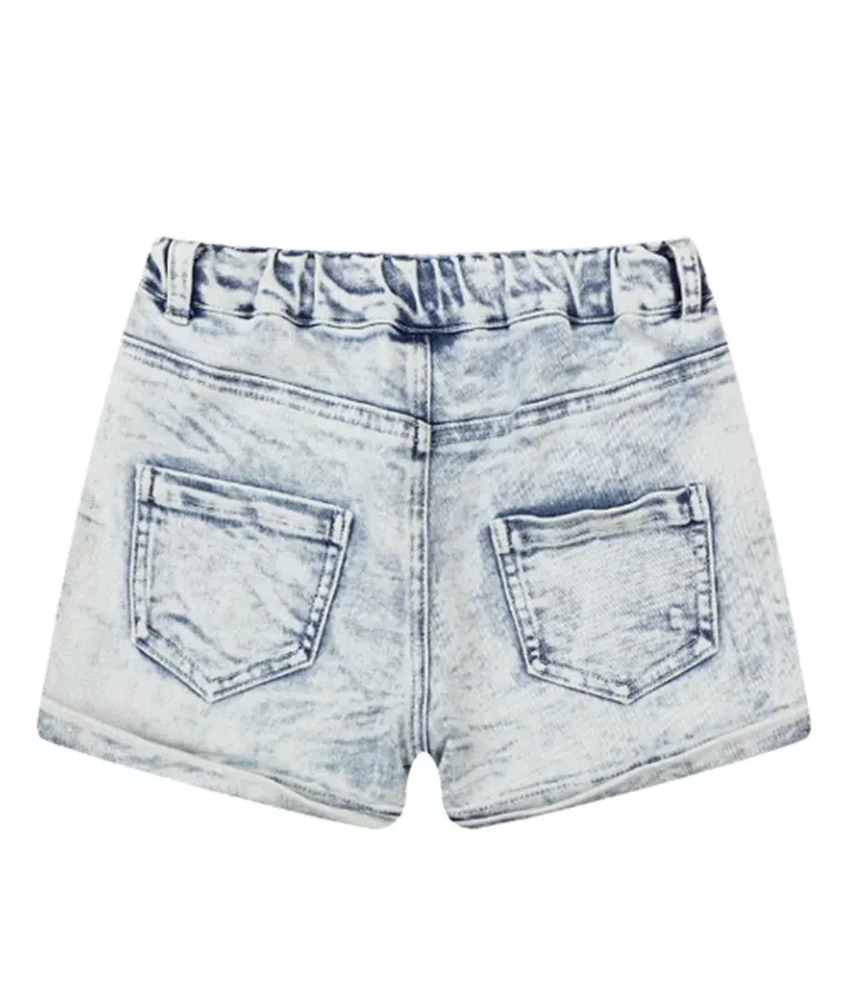 Girl's Cotton Milly Denim Shorts - Light Blue