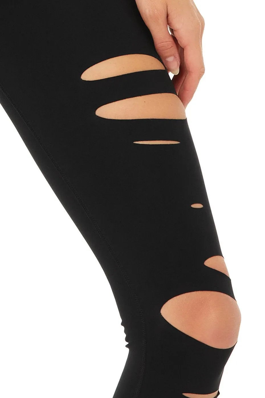 High-Waist Ripped Warrior Legging - Black