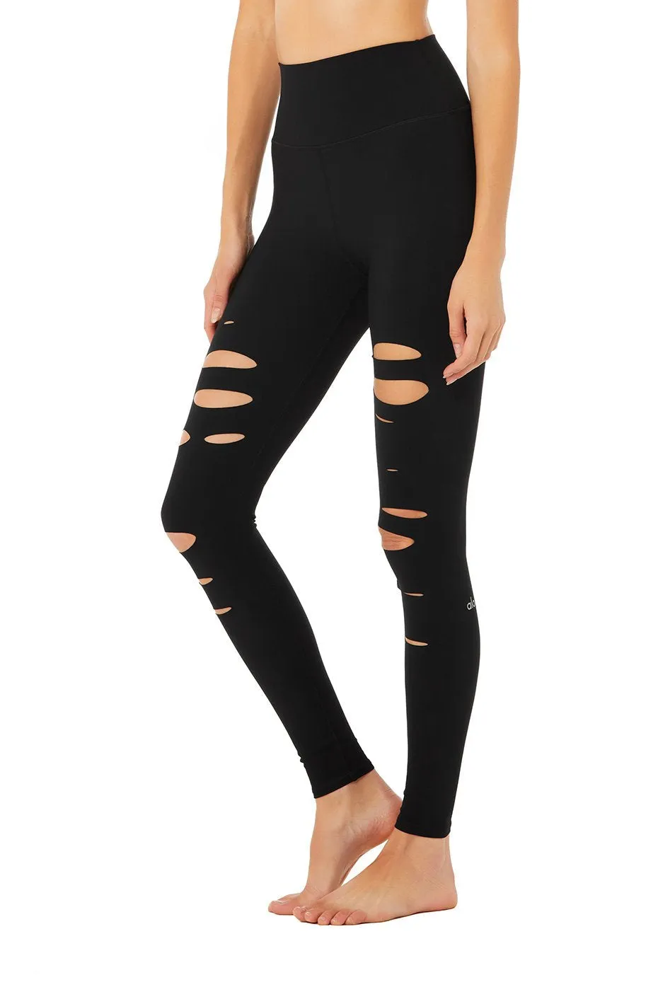 High-Waist Ripped Warrior Legging - Black