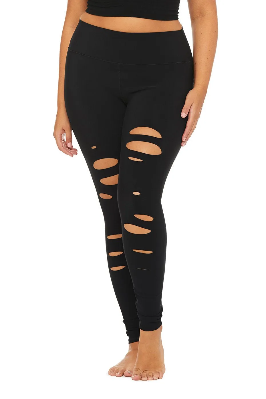 High-Waist Ripped Warrior Legging - Black