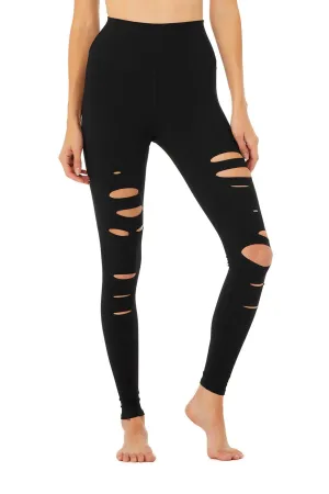 High-Waist Ripped Warrior Legging - Black