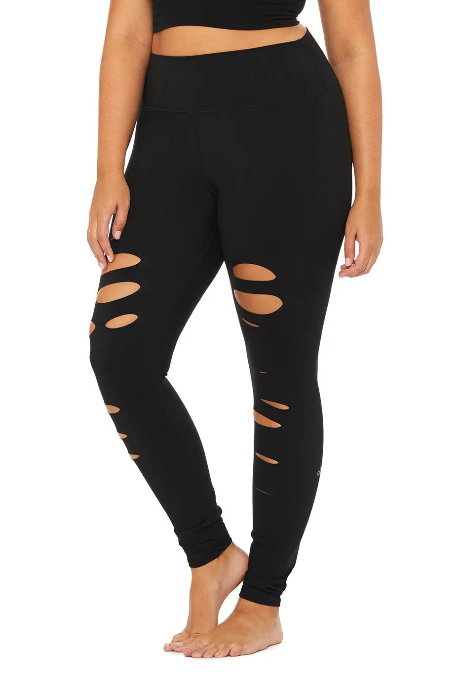 High-Waist Ripped Warrior Legging - Black