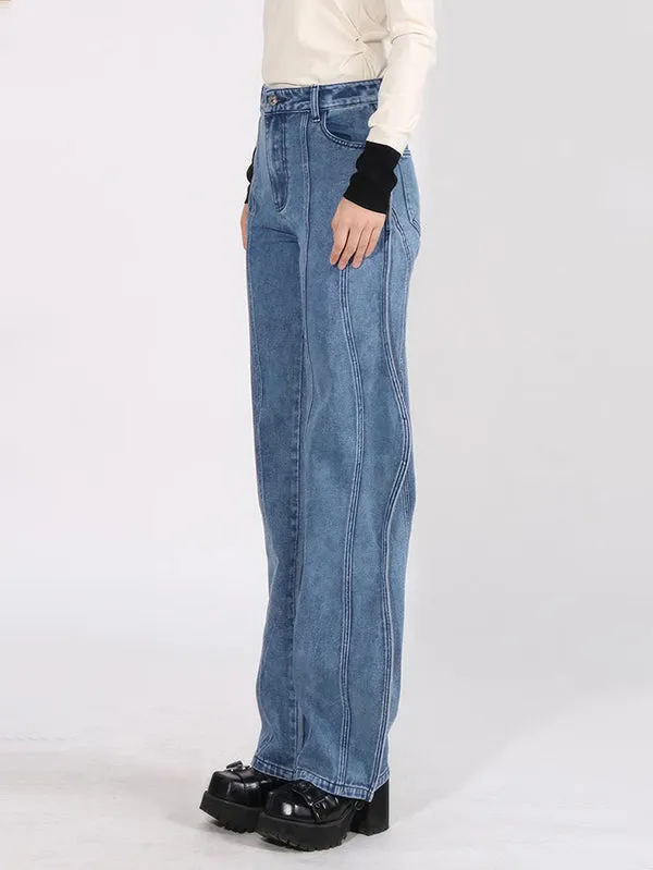 High Waisted Straight Leg Buttoned Jean Pants Bottoms