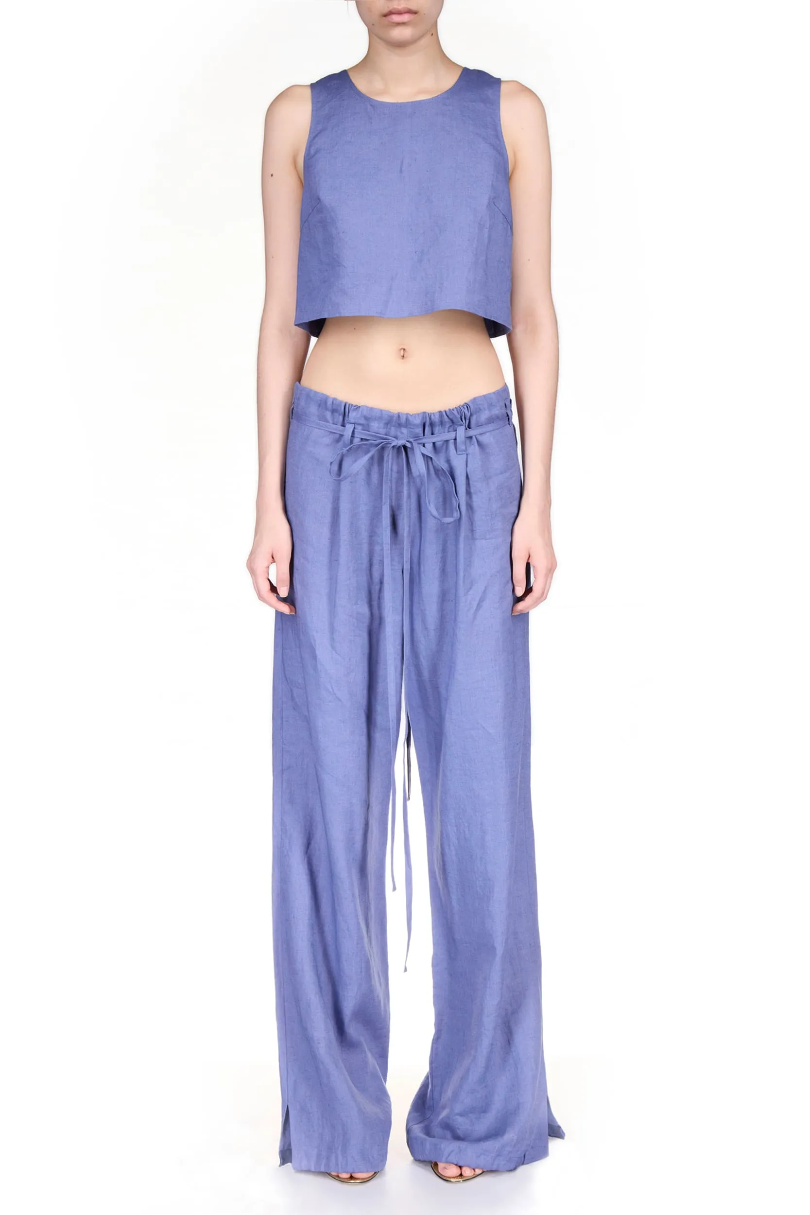 Indigo Wide Leg Drawstring Pants