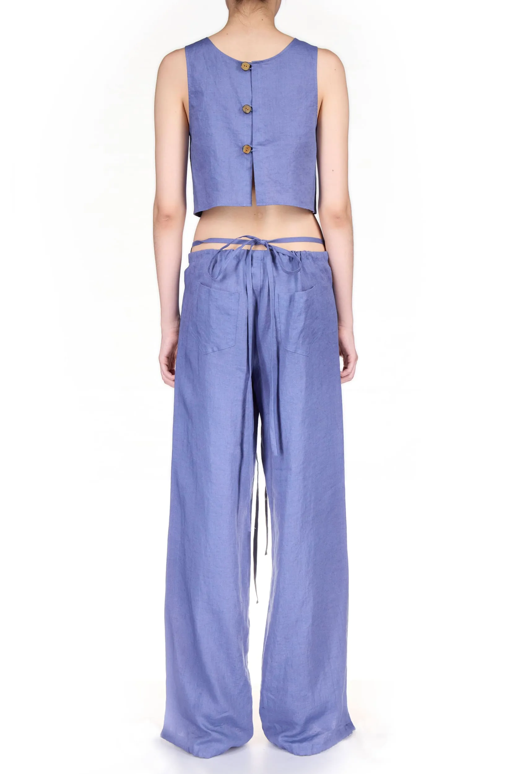 Indigo Wide Leg Drawstring Pants