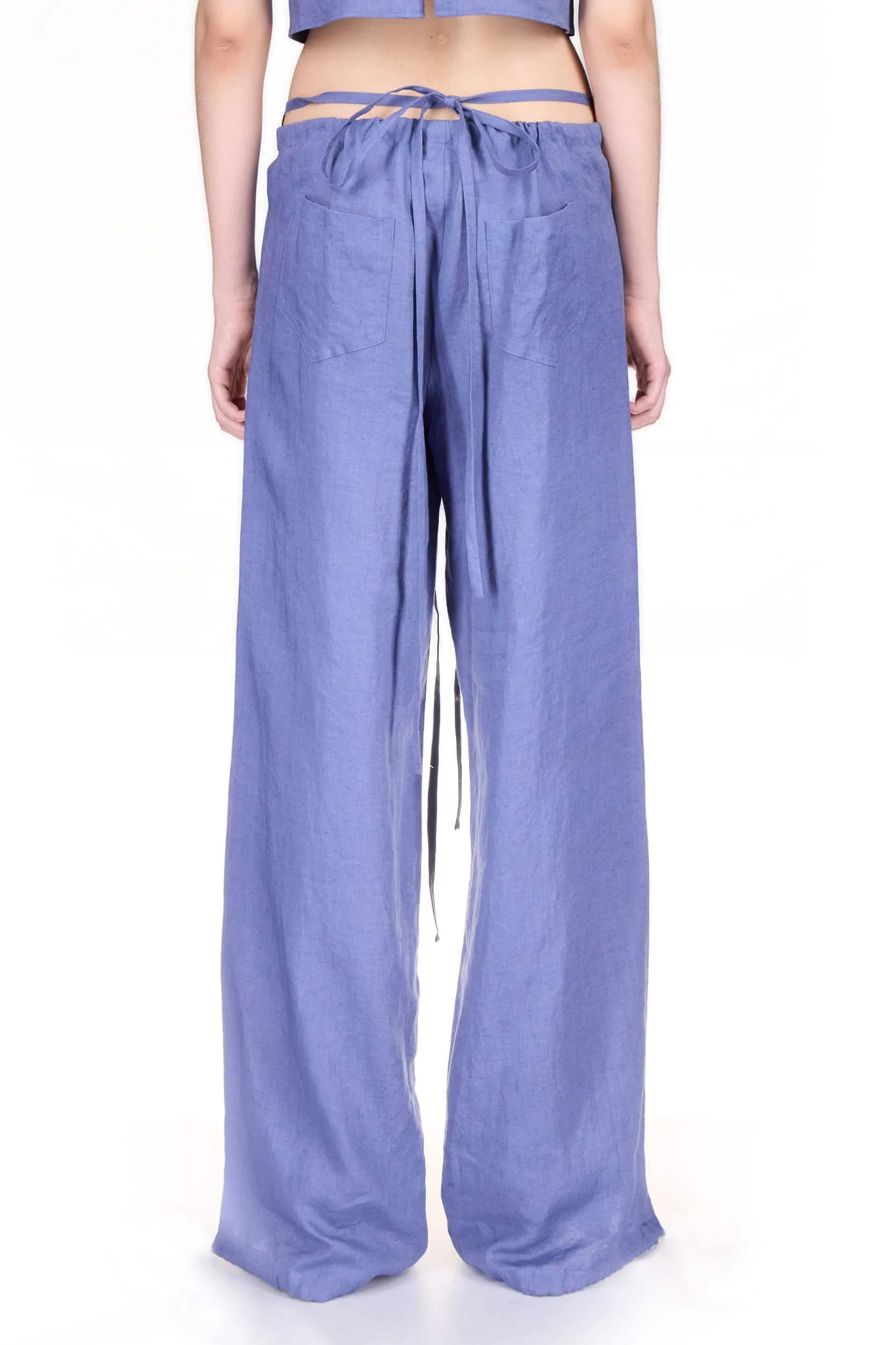 Indigo Wide Leg Drawstring Pants