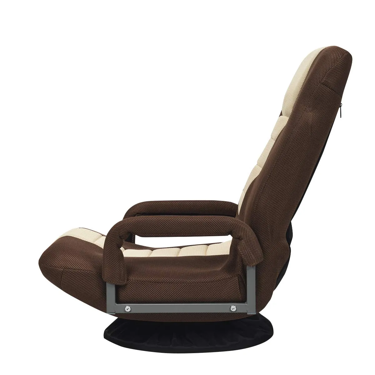 KOMFOTT 360-Degree Foldable Swivel Gaming Floor Chair With 6 Adjustable Position, Armrests, Padded Backrest