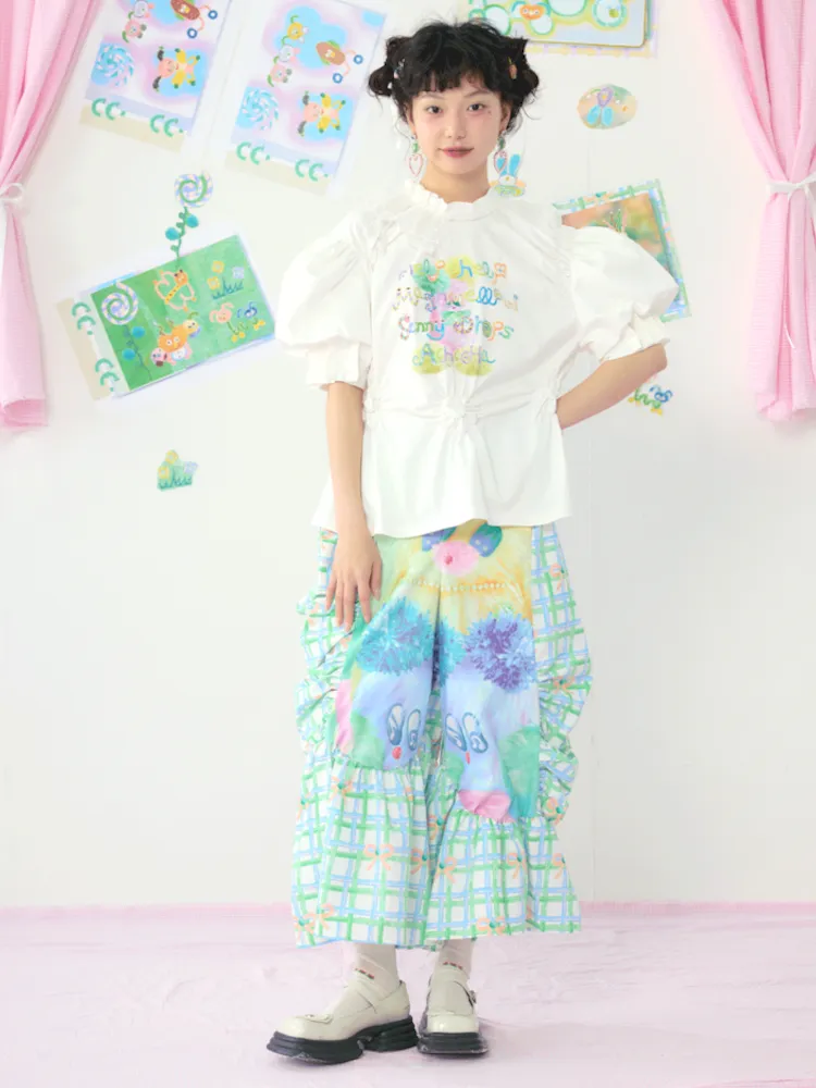 Loose Large Silhouette Lace Straight Leg Pants【s0000009075】