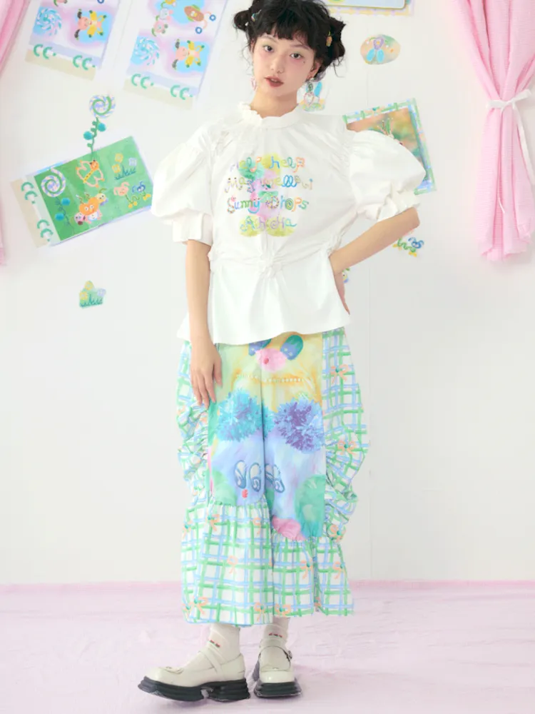 Loose Large Silhouette Lace Straight Leg Pants【s0000009075】