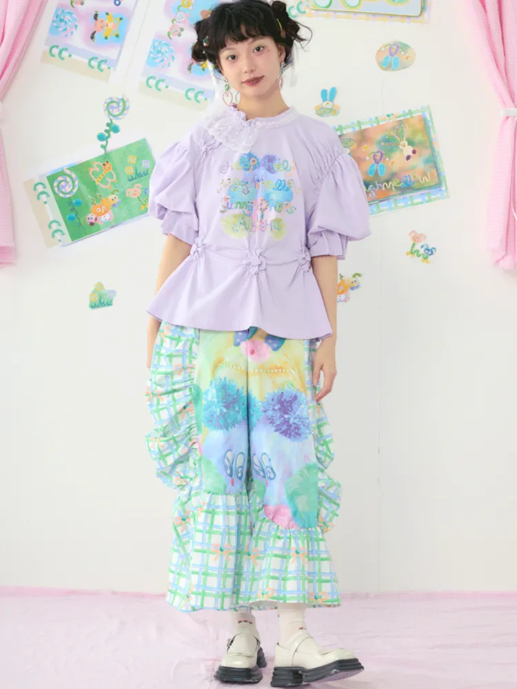 Loose Large Silhouette Lace Straight Leg Pants【s0000009075】