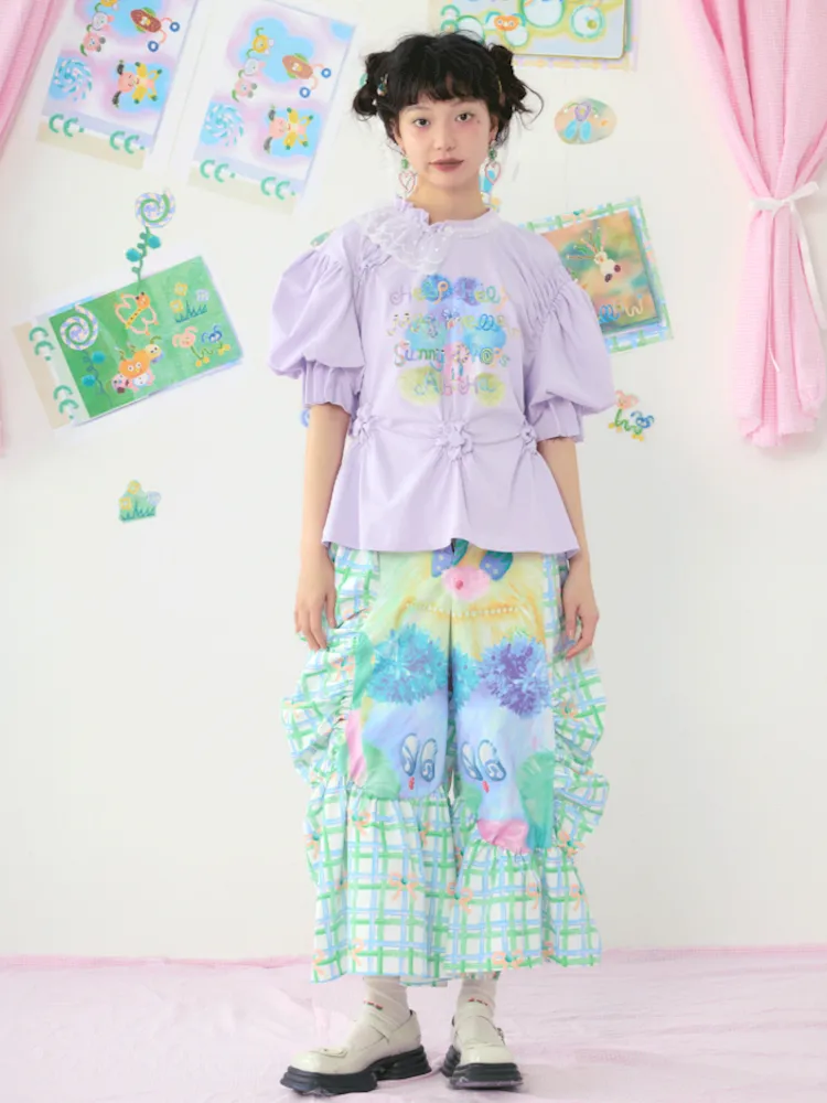 Loose Large Silhouette Lace Straight Leg Pants【s0000009075】