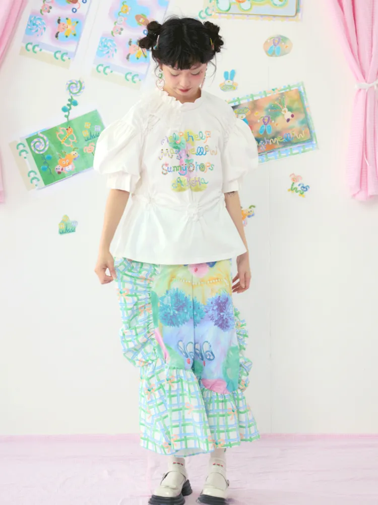 Loose Large Silhouette Lace Straight Leg Pants【s0000009075】