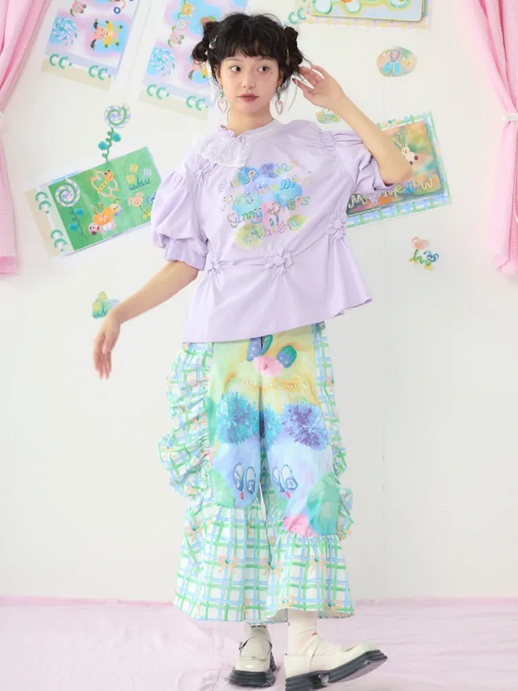 Loose Large Silhouette Lace Straight Leg Pants【s0000009075】