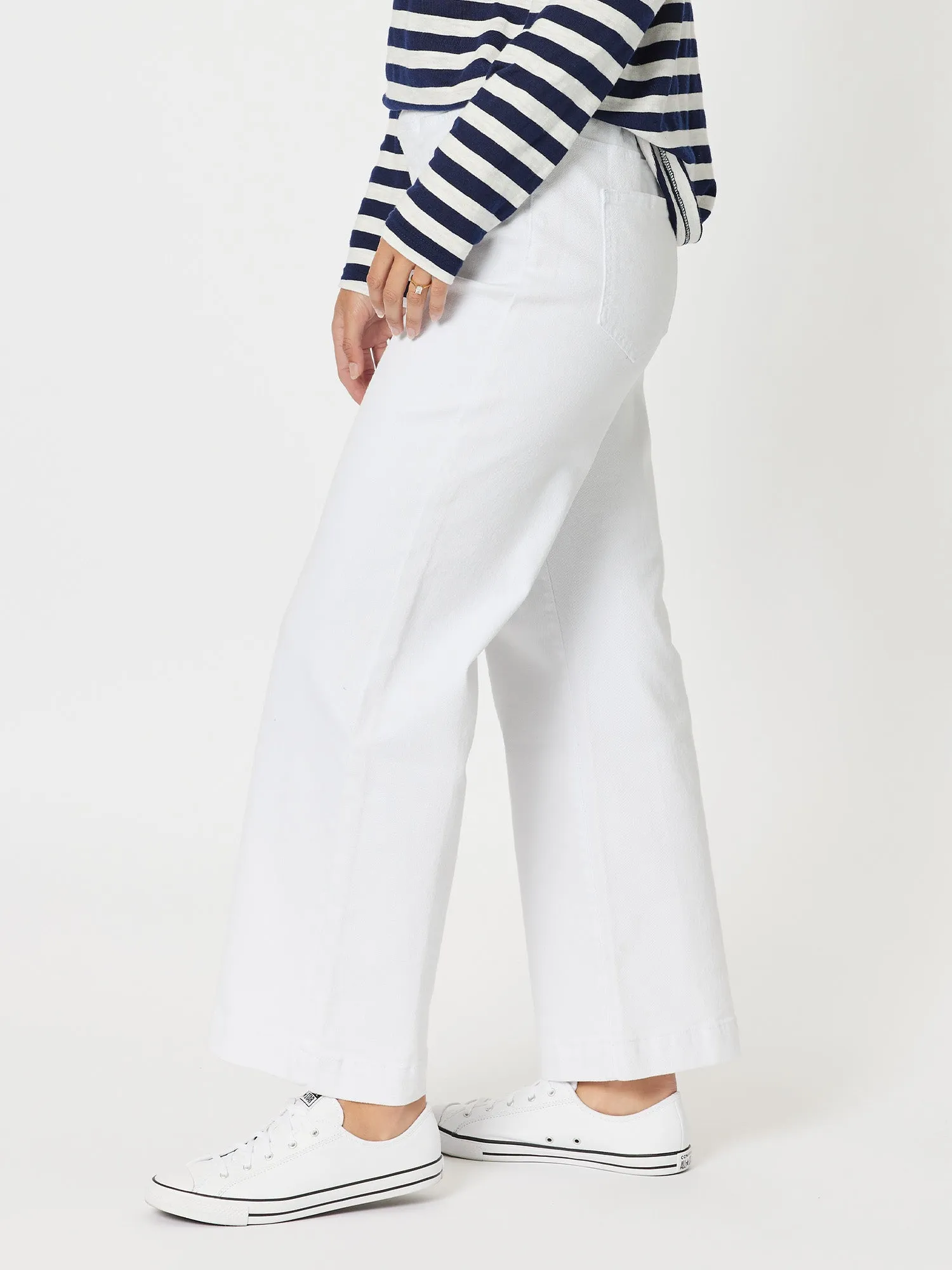 Maddy High Rise Wide Leg Jean - White