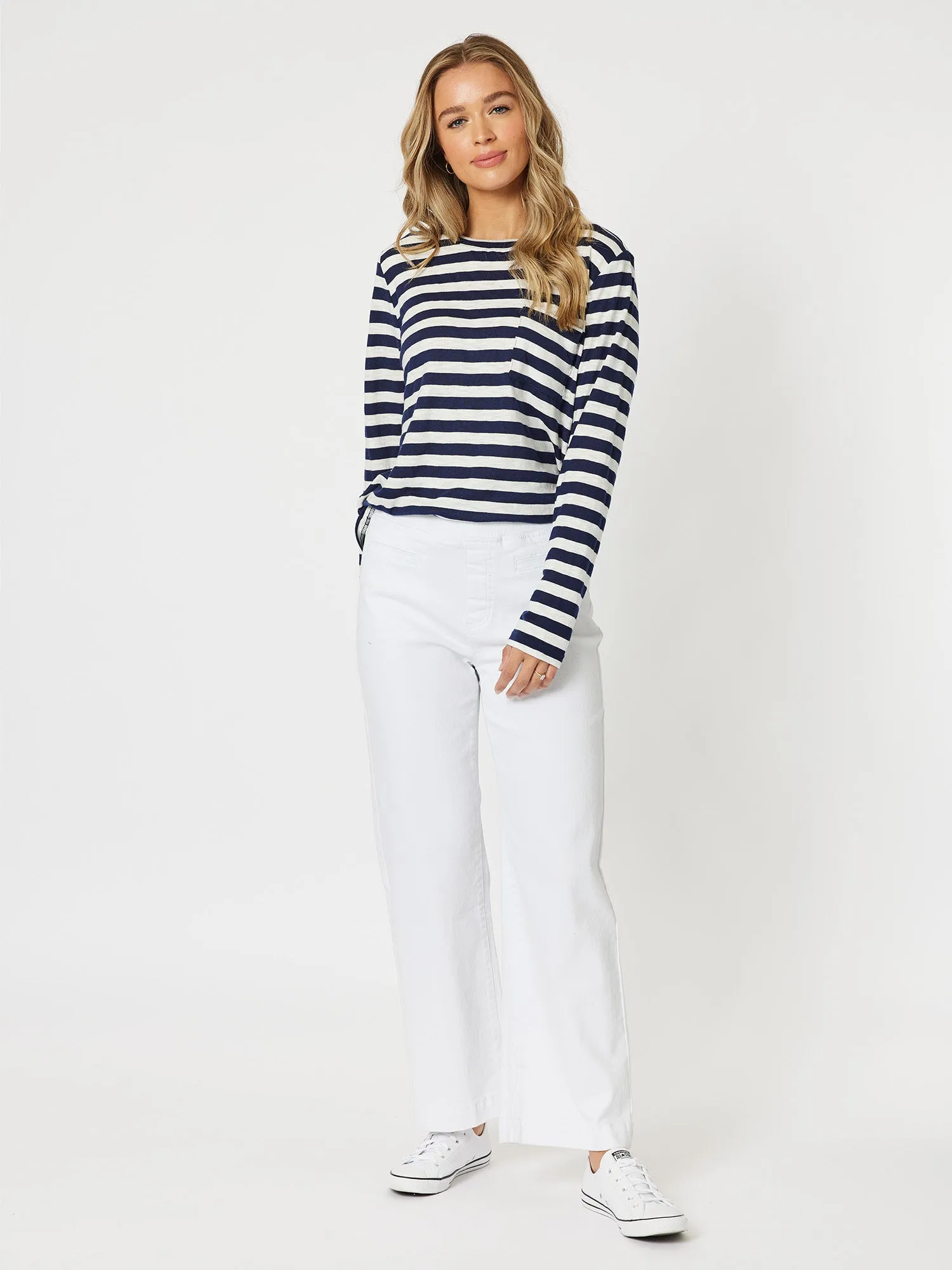 Maddy High Rise Wide Leg Jean - White