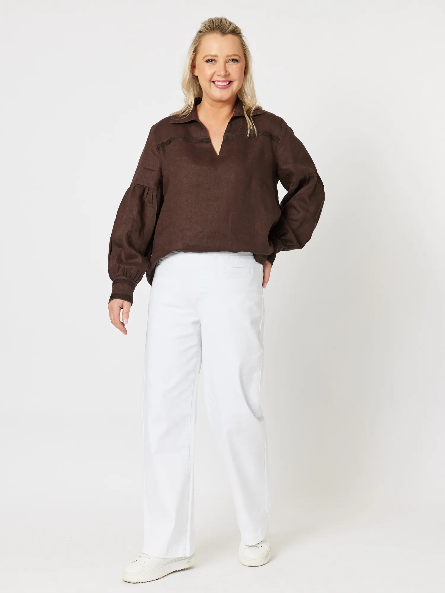 Maddy High Rise Wide Leg Jean - White