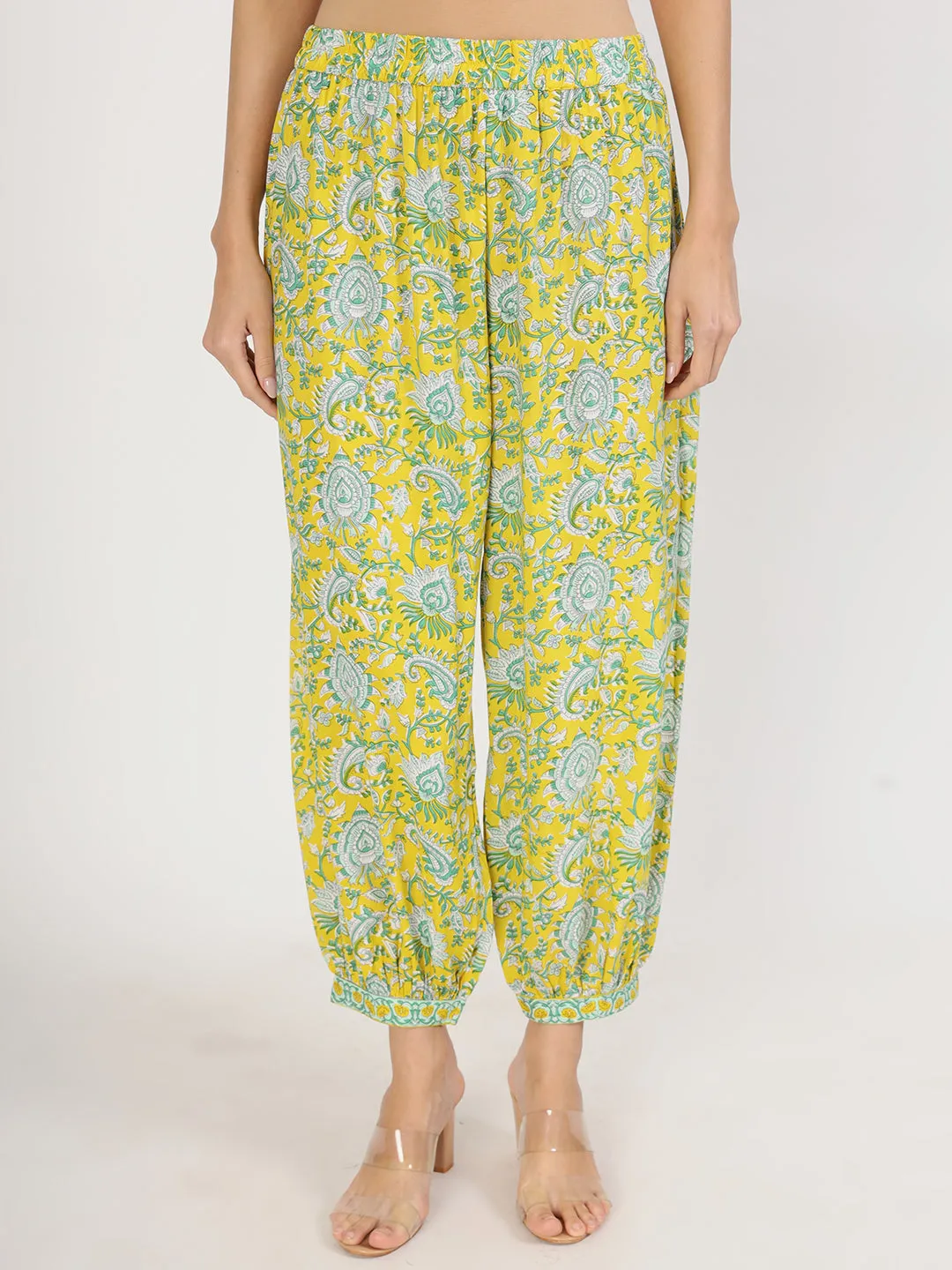Mustard Floral Print Rayon Co-Ord Set For Women