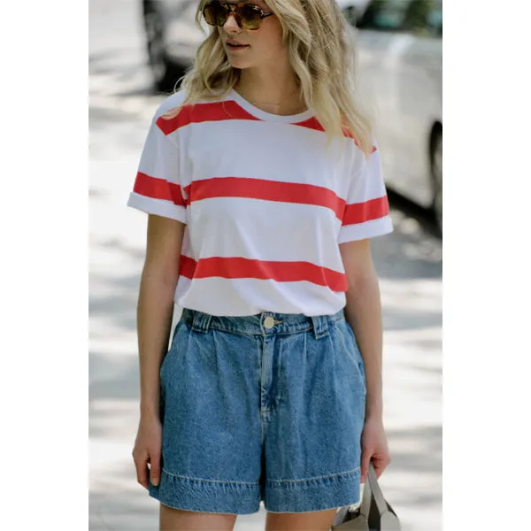 Pleat Front Short - Fresh Indigo Denim