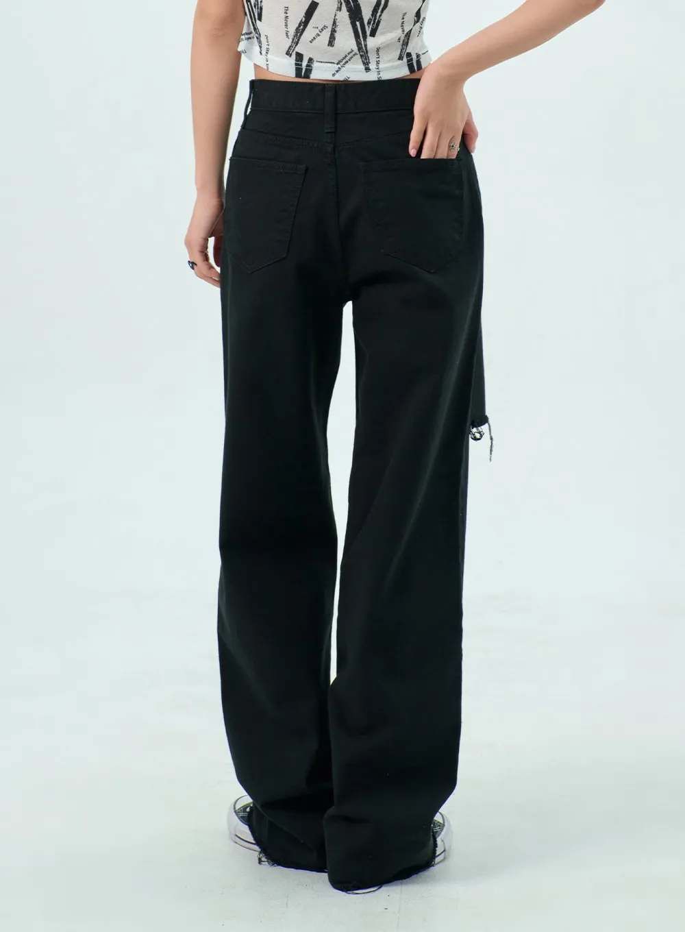 Ripped Cotton Pants BY317