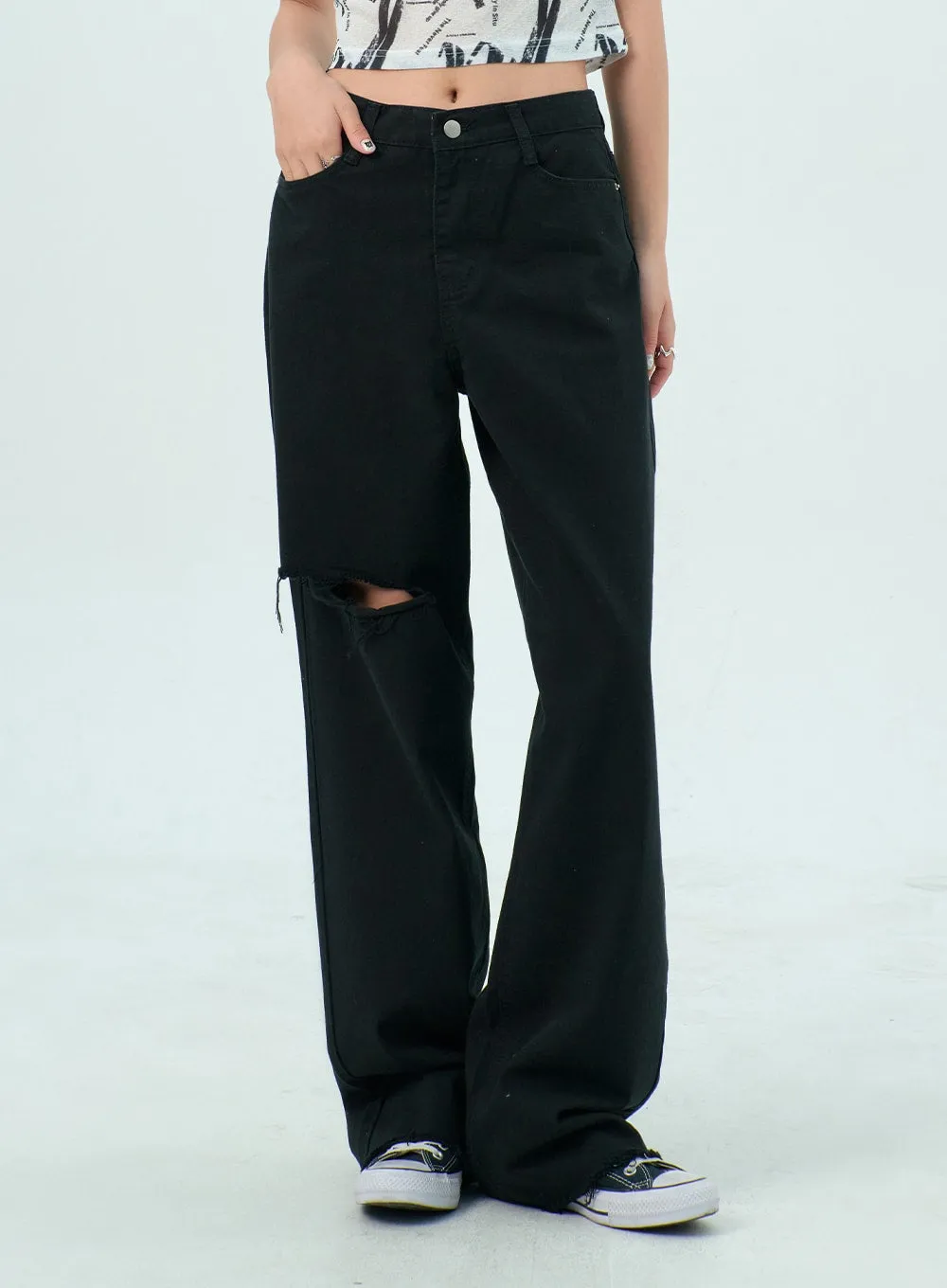 Ripped Cotton Pants BY317