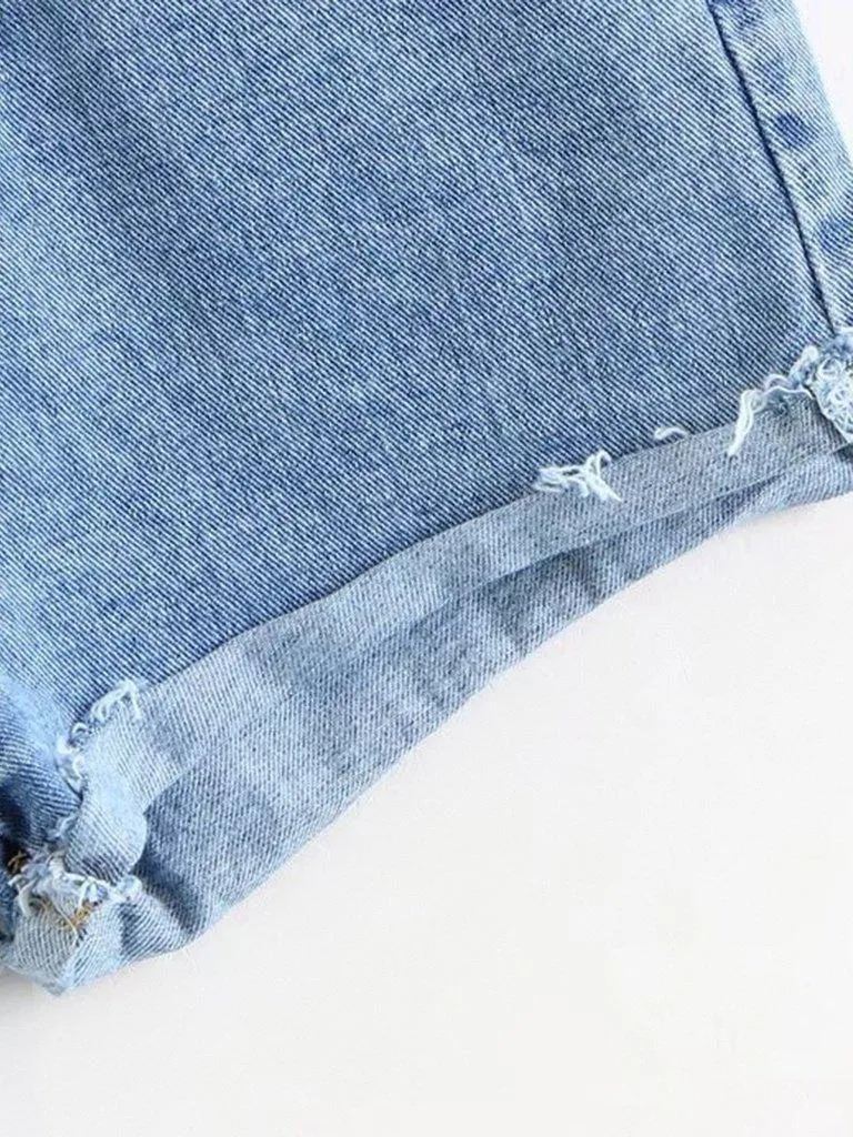 Rolled Hem Denim Shorts