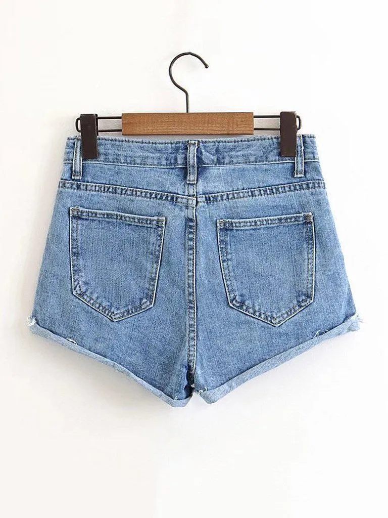 Rolled Hem Denim Shorts