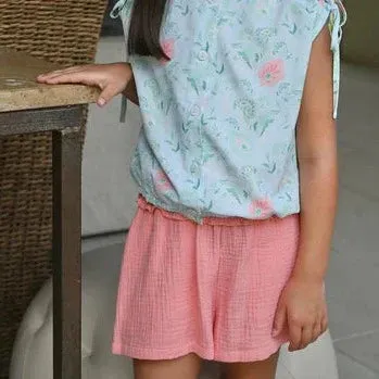 Sadie Shorts- Coral Gauze