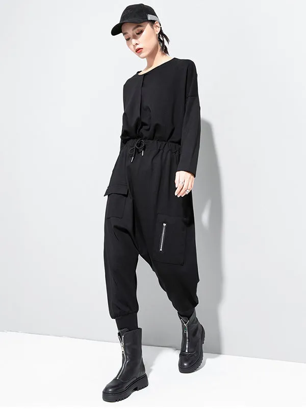 Simple Solid Elasticity Harem Pants