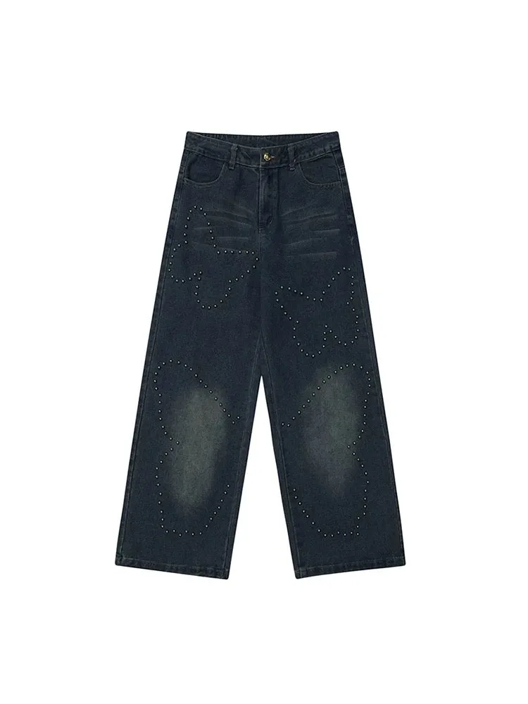 Studded Butterfly Wide-Leg Jeans / スタッズ バタフライ ワイドレッグ ジーンズ
